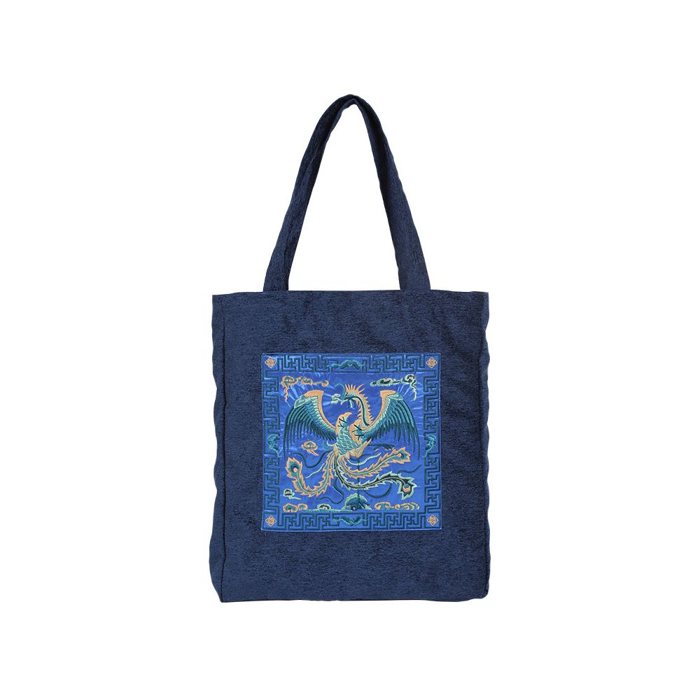 Caiyitang New Chinese Style Embroidery Elegant Double Sided Shoulder Bag Shopping Bag Tote Bag for Women Large Capacity