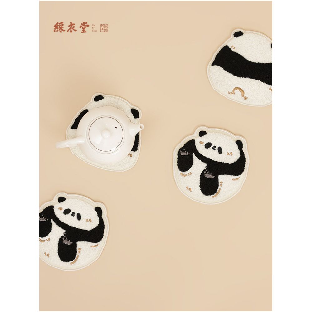 Caiyitang Cute Panda Felt Creative Coaster Tabletop Heat Insulation Mat Office and Home Anti scalding Storage Mat AC image 1