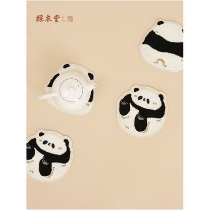 Caiyitang Cute Panda Felt Creative Coaster Tabletop Heat Insulation Mat Office and Home Anti scalding Storage Mat AC image 1