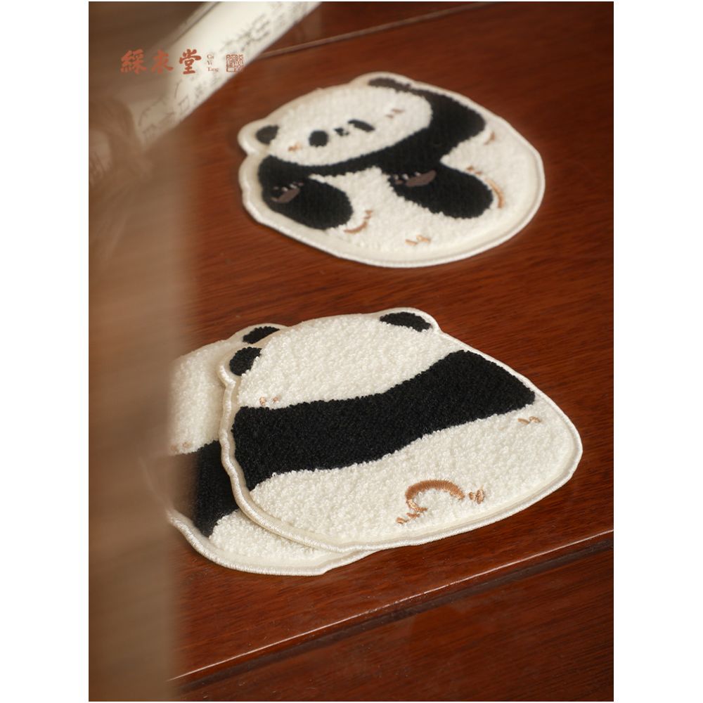 Caiyitang Cute Panda Felt Creative Coaster Tabletop Heat Insulation Mat Office and Home Anti scalding Storage Mat AC image 2