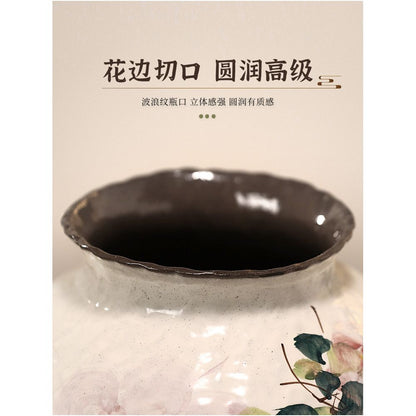 Large ceramic retro vase artistic wide mouthed high value living room decoration ceramic jar for flower arrangement sophisticated ornamental piece image 2