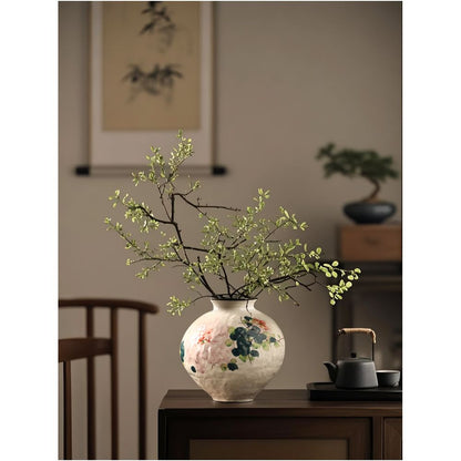 Large ceramic retro vase artistic wide mouthed high value living room decoration ceramic jar for flower arrangement sophisticated ornamental piece image 3