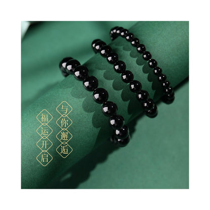 Natural black agate bracelet 6mm 8mm men s raw black agate beaded bracelet women s small beads image 1