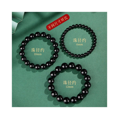 Natural black agate bracelet 6mm 8mm men s raw black agate beaded bracelet women s small beads image 2