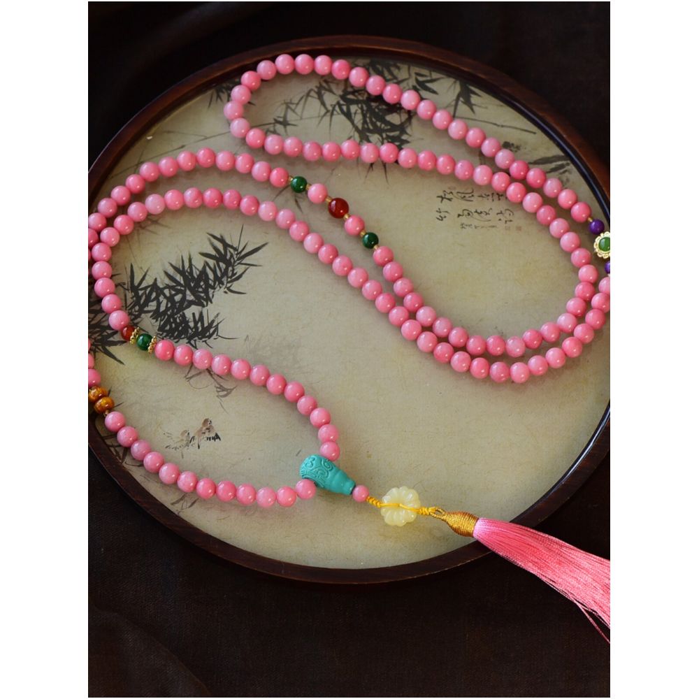 Long Chinese style crossbody chain bead back chain bead ethnic style multi circle 108 pieces bracelet hanging chain multi purpose image 2