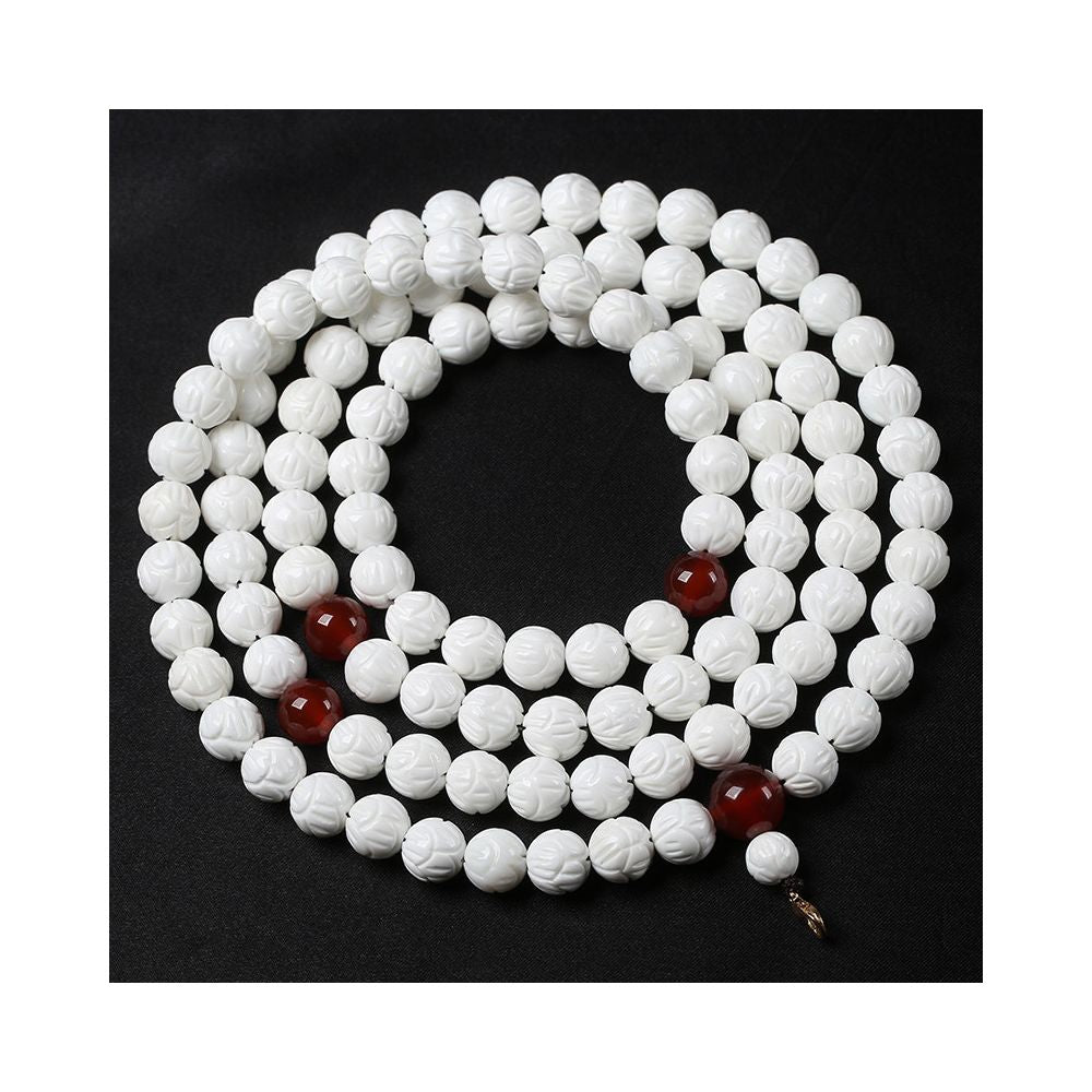 Master Buddha Beads Monk Hanging Beads White Shell Lotus Beads 108 Beads Back Clouds tassels tassels Swallowtail Joining Hands Practicing image 1