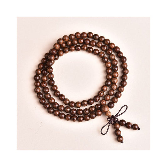 Natural Golden Sandalwood Ornamental Bracelet 6mm 8mm 10mm 108 Prayer Beads Buddha Bead Bracelet for Men and Women