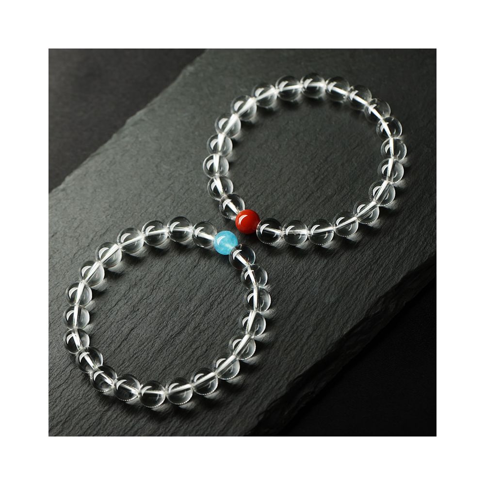 Lusi Natural White Crystal Bracelet for Women Ethnic Style Couple Single Circle Sea Blue Treasure Transport Small Fresh Bracelet image 2