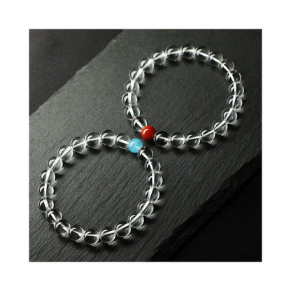 Lusi Natural White Crystal Bracelet for Women Ethnic Style Couple Single Circle Sea Blue Treasure Transport Small Fresh Bracelet image 2