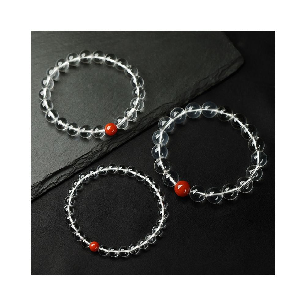 Lusi Natural White Crystal Bracelet for Women Ethnic Style Couple Single Circle Sea Blue Treasure Transport Small Fresh Bracelet image 3