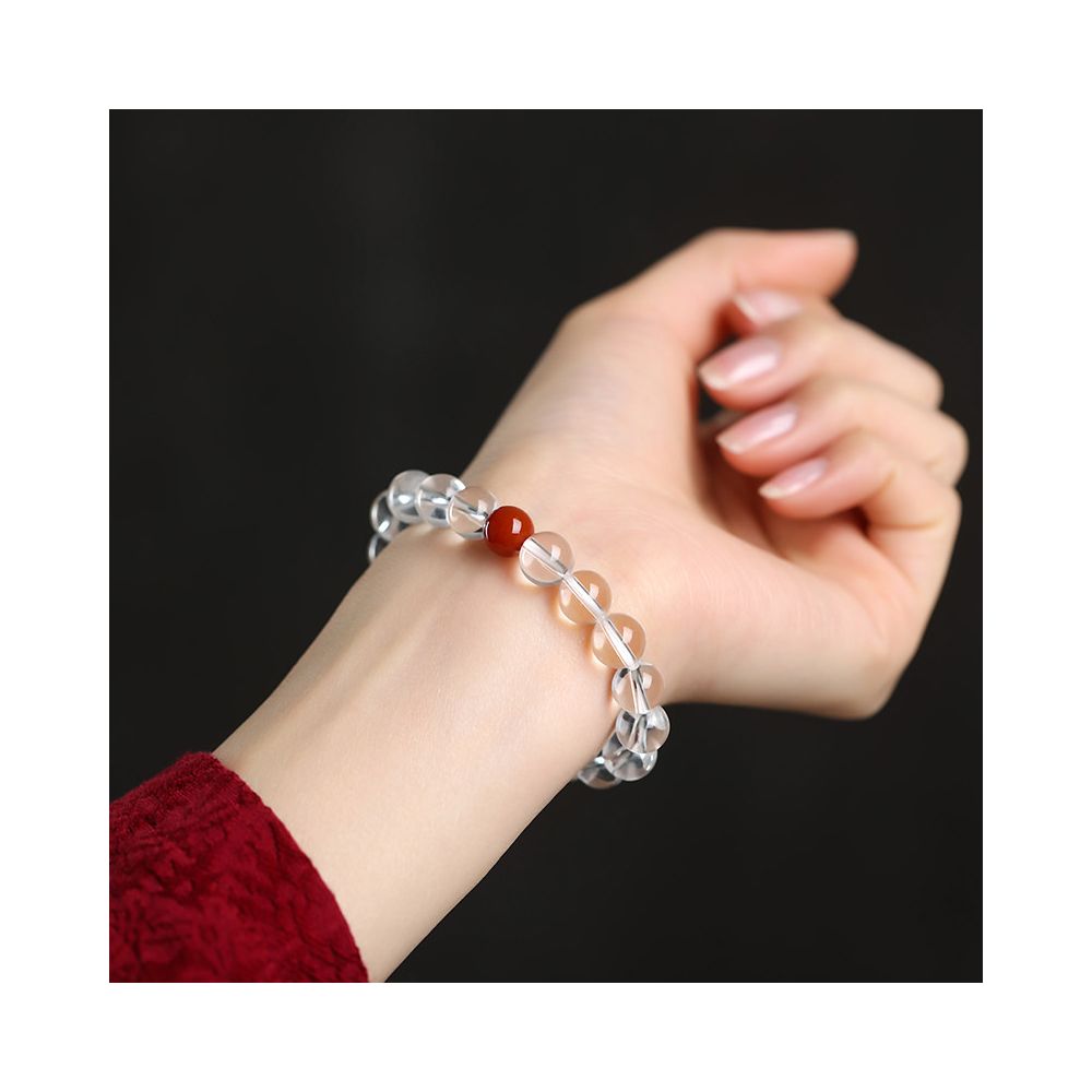 Lusi Natural White Crystal Bracelet for Women Ethnic Style Couple Single Circle Sea Blue Treasure Transport Small Fresh Bracelet