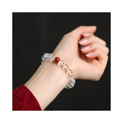 Lusi Natural White Crystal Bracelet for Women Ethnic Style Couple Single Circle Sea Blue Treasure Transport Small Fresh Bracelet