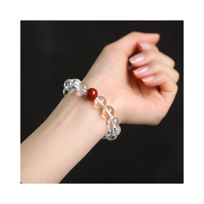 Lusi Natural White Crystal Bracelet for Women Ethnic Style Couple Single Circle Sea Blue Treasure Transport Small Fresh Bracelet