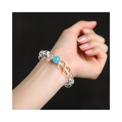 Lusi Natural White Crystal Bracelet for Women Ethnic Style Couple Single Circle Sea Blue Treasure Transport Small Fresh Bracelet