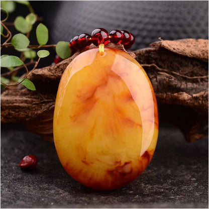 Old beeswax surplus pendant every year men s and women s long style original mineral chicken oil yellow amber necklace old wax sweater chain natural image 2