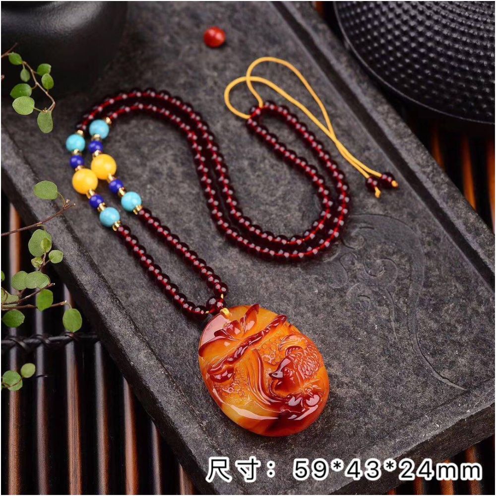 Old beeswax surplus pendant every year men s and women s long style original mineral chicken oil yellow amber necklace old wax sweater chain natural image 3