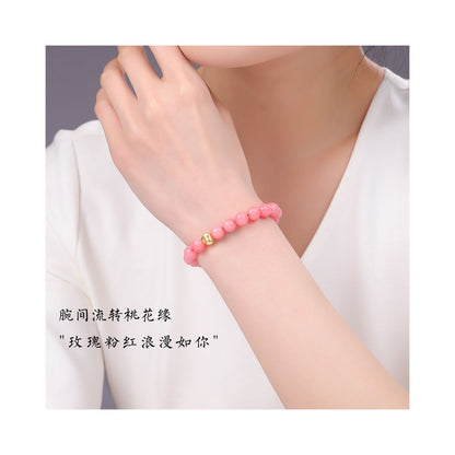 Red patterned stone bracelet 4 8mm red patterned stone bracelet peach blossom simple single circle crystal jewelry birthday gift for women image 1
