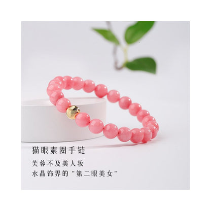 Red patterned stone bracelet 4 8mm red patterned stone bracelet peach blossom simple single circle crystal jewelry birthday gift for women image 3