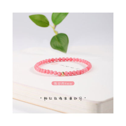 Red patterned stone bracelet 4 8mm red patterned stone bracelet peach blossom simple single circle crystal jewelry birthday gift for women