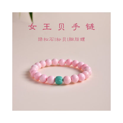 Original Queen Shell Bracelet Single Circle Pink Shell Pearl Bracelet Green Pine Rouge Snail Bead Pink Charm Peach Blossom Pink Cream image 0