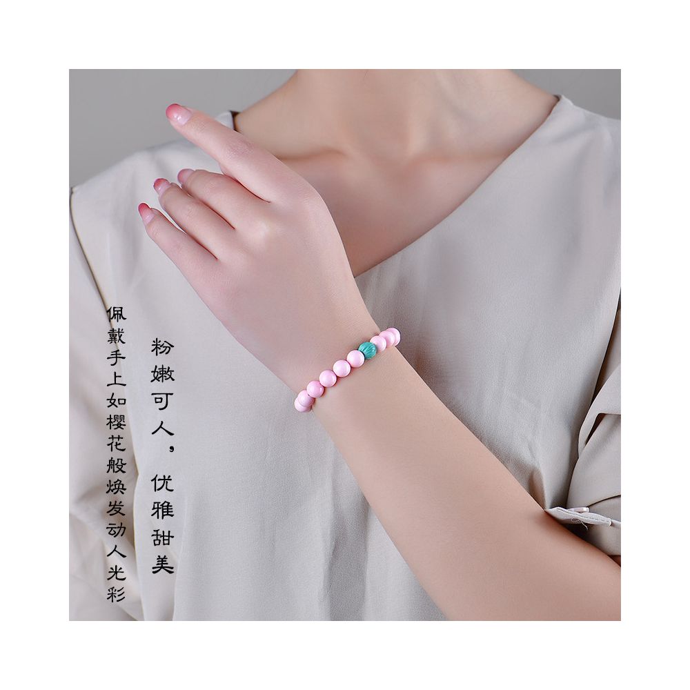 Original Queen Shell Bracelet Single Circle Pink Shell Pearl Bracelet Green Pine Rouge Snail Bead Pink Charm Peach Blossom Pink Cream image 2