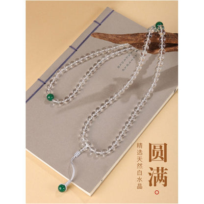 Master s Natural White Crystal Buddha Bead Bracelet with 108 Diamond Satya Prayer Beads Handheld Customizable