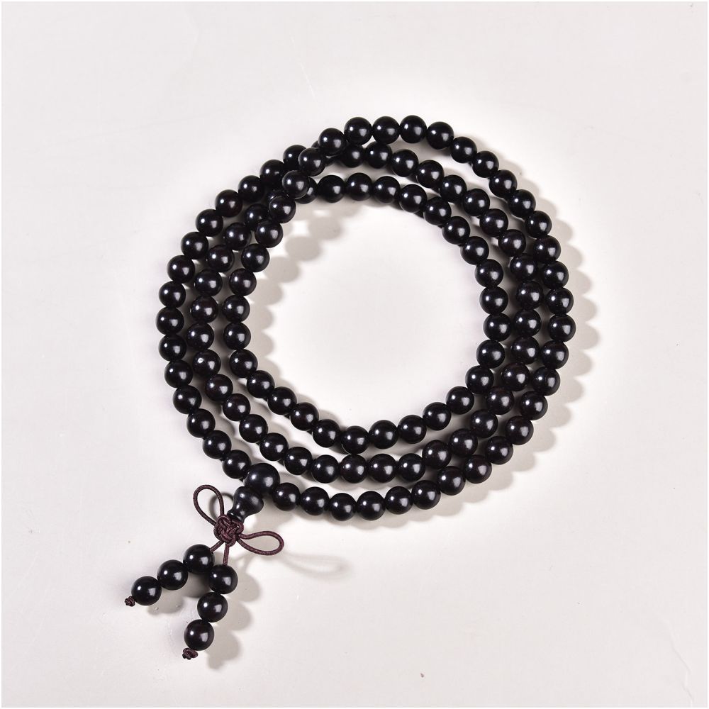 New Chinese style ebony bracelet with 6mm and 8mm Buddha beads wooden decorative beads prayer beads handle piece exquisite ebony wood bracelet image 1