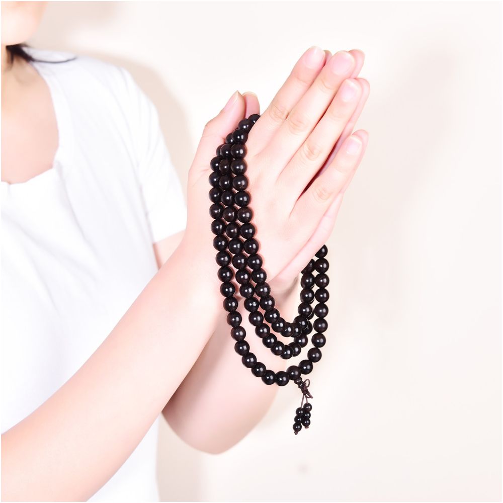 New Chinese style ebony bracelet with 6mm and 8mm Buddha beads wooden decorative beads prayer beads handle piece exquisite ebony wood bracelet image 2