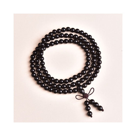 Ebony Wood Buddha Bead Bracelet - Chinese Prayer Mala Beads