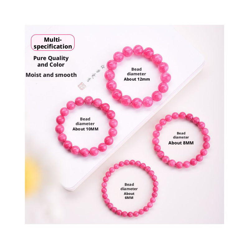 Red Patterned Stone Bracelet - Peach Blossom Woven Jewelry for Women