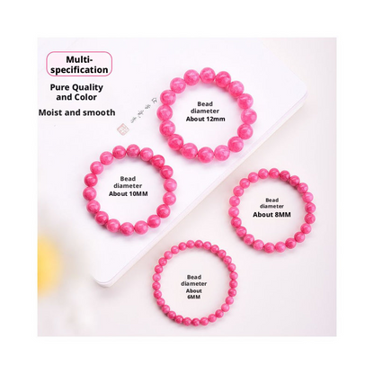 Red Patterned Stone Bracelet - Peach Blossom Woven Jewelry for Women