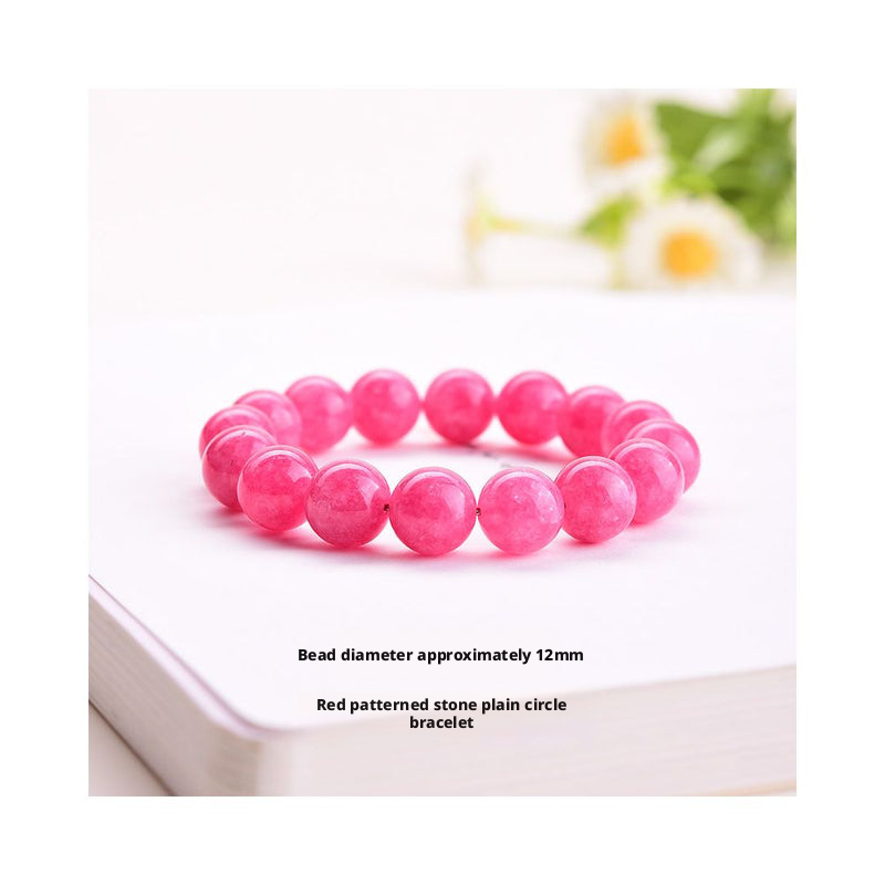 Red Patterned Stone Bracelet - Peach Blossom Woven Jewelry for Women