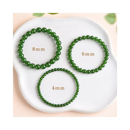 Hetian jasper hand string female ice bottom sun beryl beads string loose beads single circle Hotan Jade bracelet green jade loose beads image 2