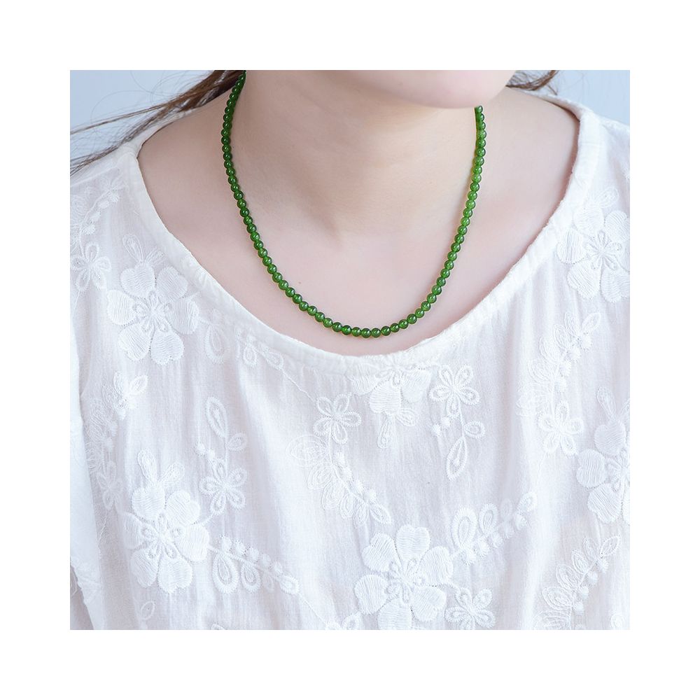 Hotan Jade Jasper Necklace Female Yang Green Necklace Pendant Jade Bracelet Beads Chain image 2