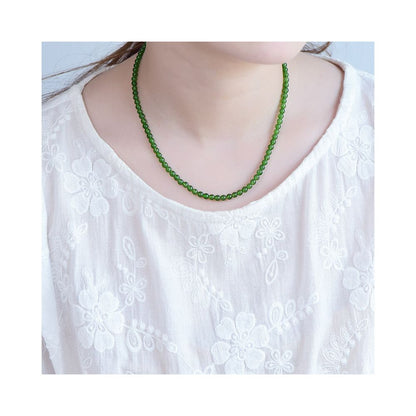 Hotan Jade Jasper Necklace Female Yang Green Necklace Pendant Jade Bracelet Beads Chain image 2