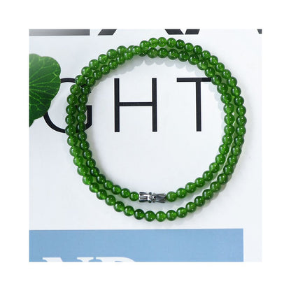Hotan Jade Jasper Necklace Female Yang Green Necklace Pendant Jade Bracelet Beads Chain image 3