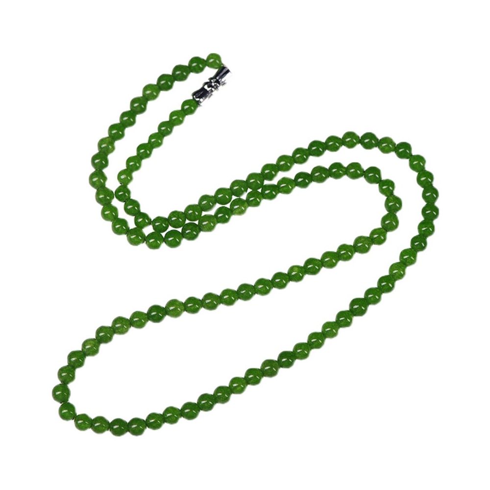 Hotan Jade Jasper Necklace Female Yang Green Necklace Pendant Jade Bracelet Beads Chain image 5