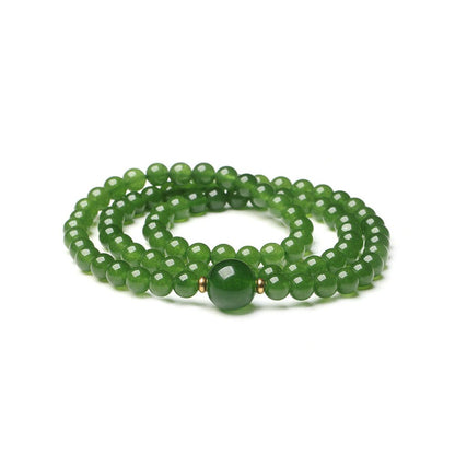 New Hotan Jade Jasper Bracelet for Women Spinach Green Stone Hand String Bead Jade Bracelet for Women Seeds Yang Green image 5