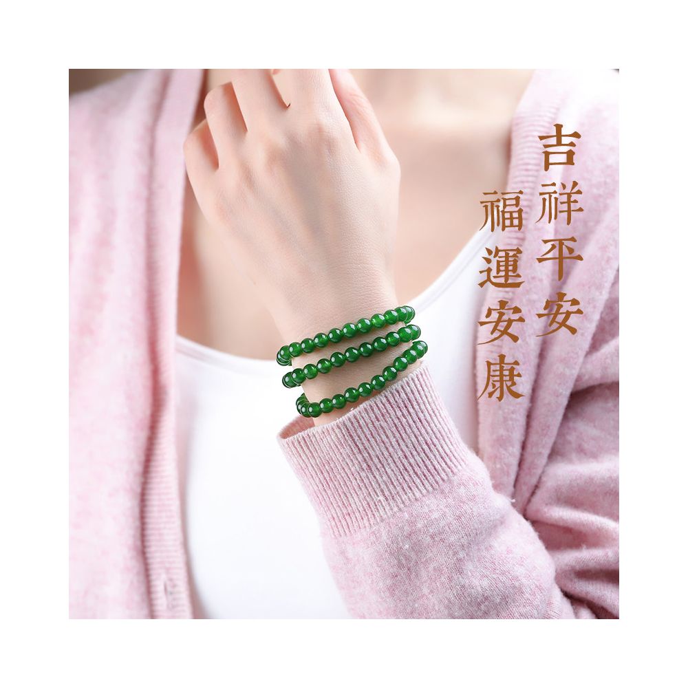 Hotan Jade jasper bracelet 4 6 8mm multi circle millet beads bracelet necklace spinach green Hotan Jade style image 2