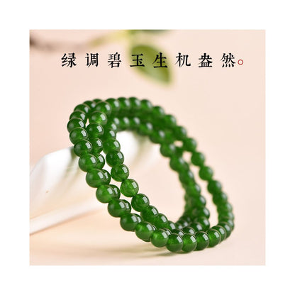 Hotan Jade jasper bracelet 4 6 8mm multi circle millet beads bracelet necklace spinach green Hotan Jade style image 4
