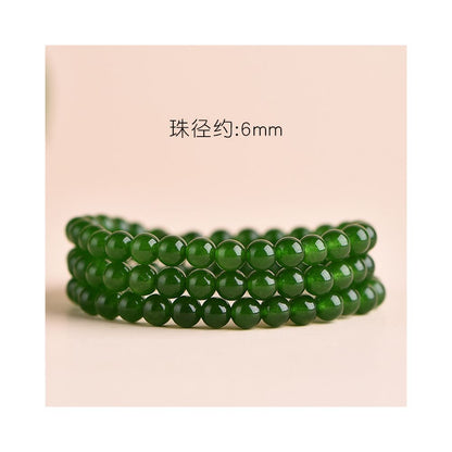 Hotan Jade jasper bracelet 4 6 8mm multi circle millet beads bracelet necklace spinach green Hotan Jade style