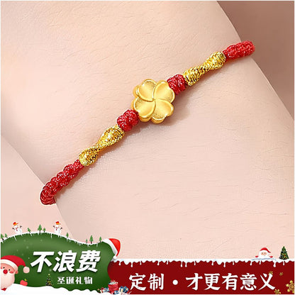 Golden Clover Red Rope Gold Bracelet for Women 2025 New Christmas Birthday Gift for Girlfriend and Wife image 1