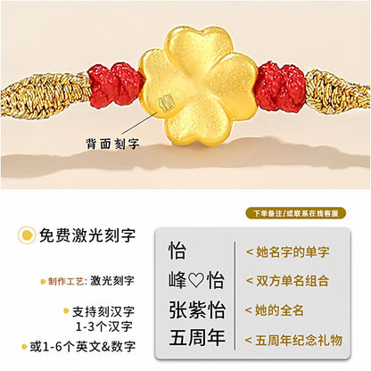 Golden Clover Red Rope Gold Bracelet for Women 2025 New Christmas Birthday Gift for Girlfriend and Wife image 3