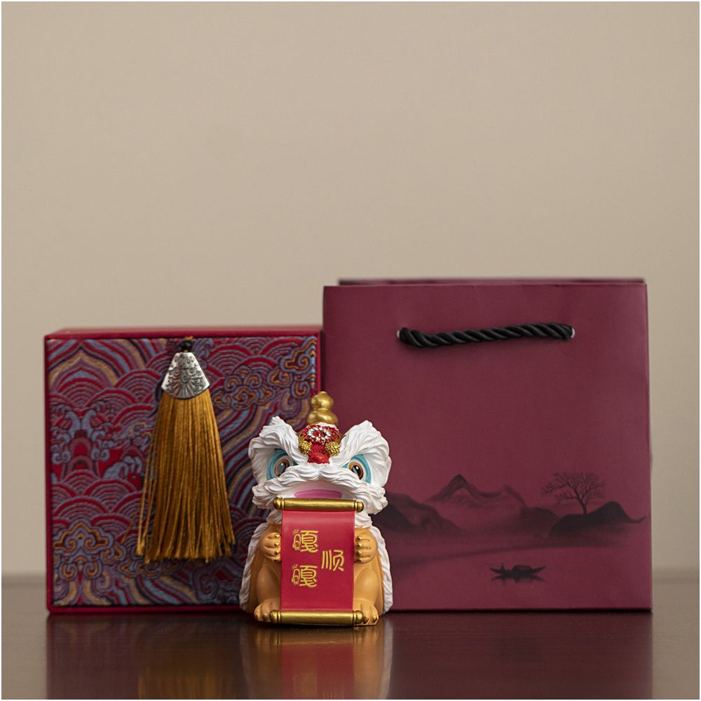Lion Dance Resin Figurine - Chinese New Year Gift Decoration