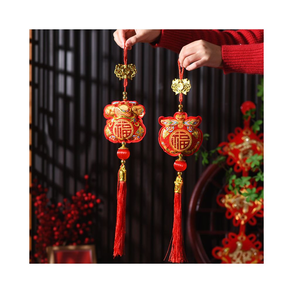 New Year decorations small pendants embroidered lion dance lucky fish indoor red festive and safe atmosphere decoration for the Year of the Horse new style image 2