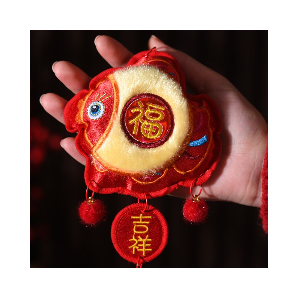 New Year decorations small pendants embroidered lion dance lucky fish indoor red festive and safe atmosphere decoration for the Year of the Horse new style image 5