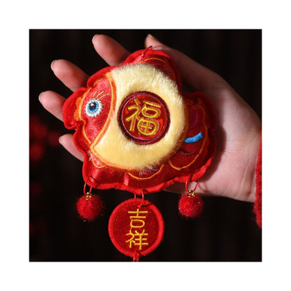 New Year decorations small pendants embroidered lion dance lucky fish indoor red festive and safe atmosphere decoration for the Year of the Horse new style image 5