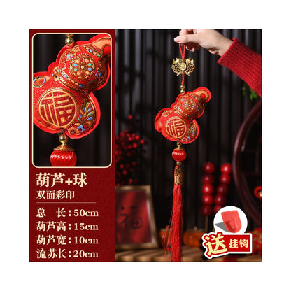 New Year decorations small pendants embroidered lion dance lucky fish indoor red festive and safe atmosphere decoration for the Year of the Horse new style