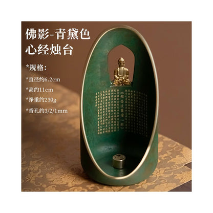 Pure Brass Heart Sutra Incense Burner Zen Style Buddha Decor Indoor Aromatherapy Ornament