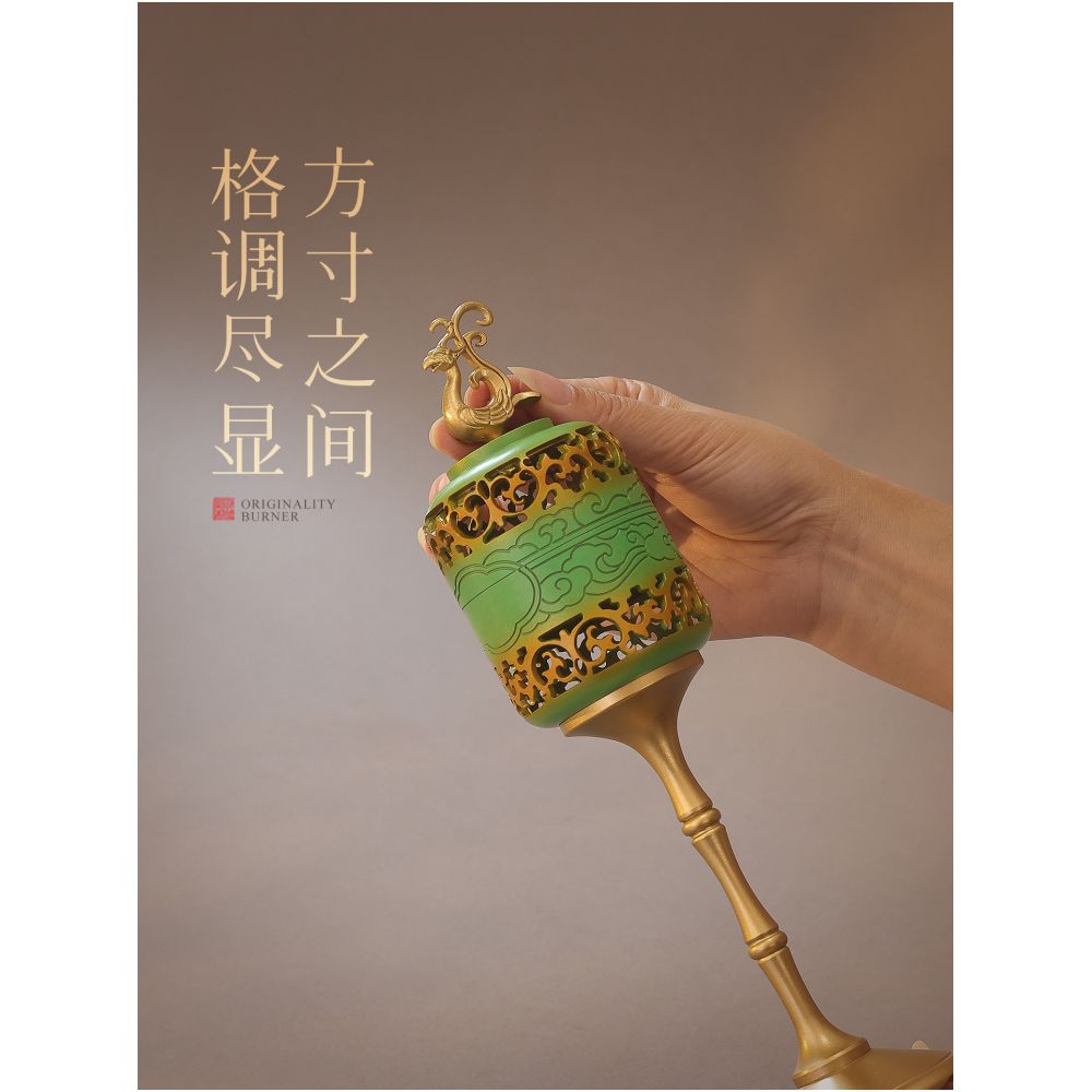 Incense burner pure copper household indoor incense burner sandalwood incense tray Song Dynasty aesthetic palace lantern candlestick incense burner ornament image 3